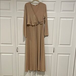 Elegant Tan Maxi Dress